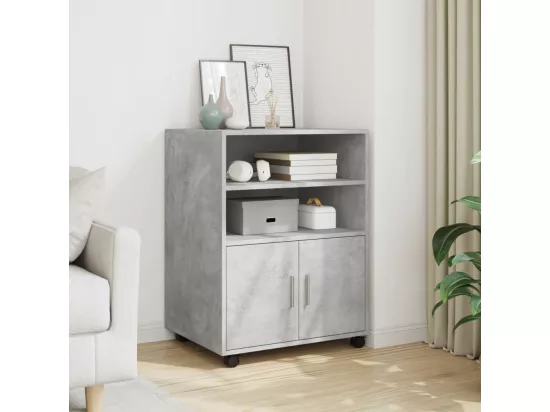 Armoire à roulettes gris béton 60x48x81 cm bois d'ingénierie