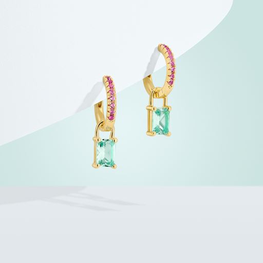 Sif Jakobs Jewellery Roccanova Øreringe, 18C Gold Plated/Pink/Turquoise
