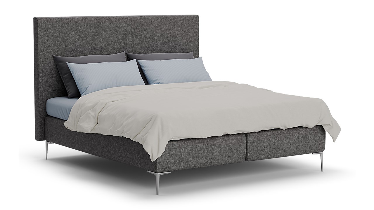 Boxspring Emerald met Silver Pocket Deluxe Foam matras dark grey