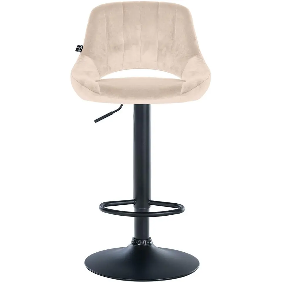 CLP Barkruk Milet zwart Frame - Fluweel - creme