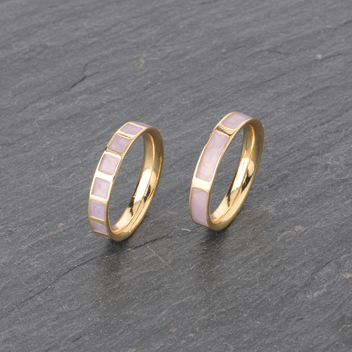 2 Damen Ringe im Set gold / helllila