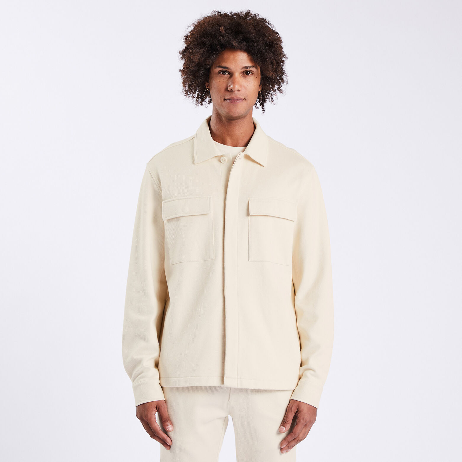 Surchemise unie coton maille Beige
