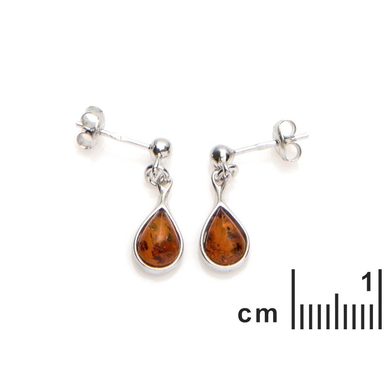 Boucle d'oreille argent 925 Ambre veritable de la mer Baltique