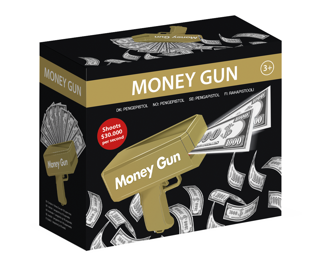 Pocket Money - Pengepistol inkl. Papirpenge 100 stk.
