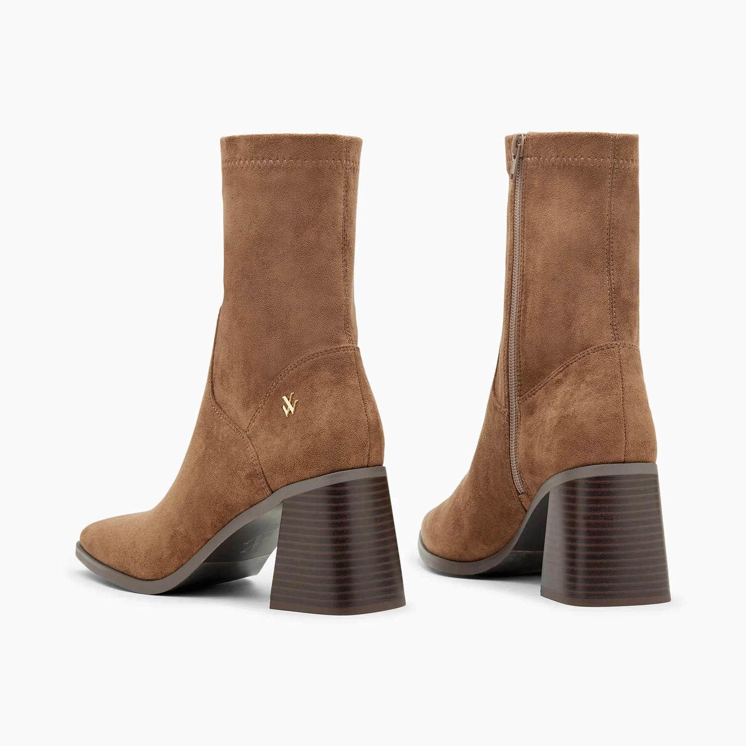 Bottines-Bottines chaussettes Alizée marron à talon trapèze