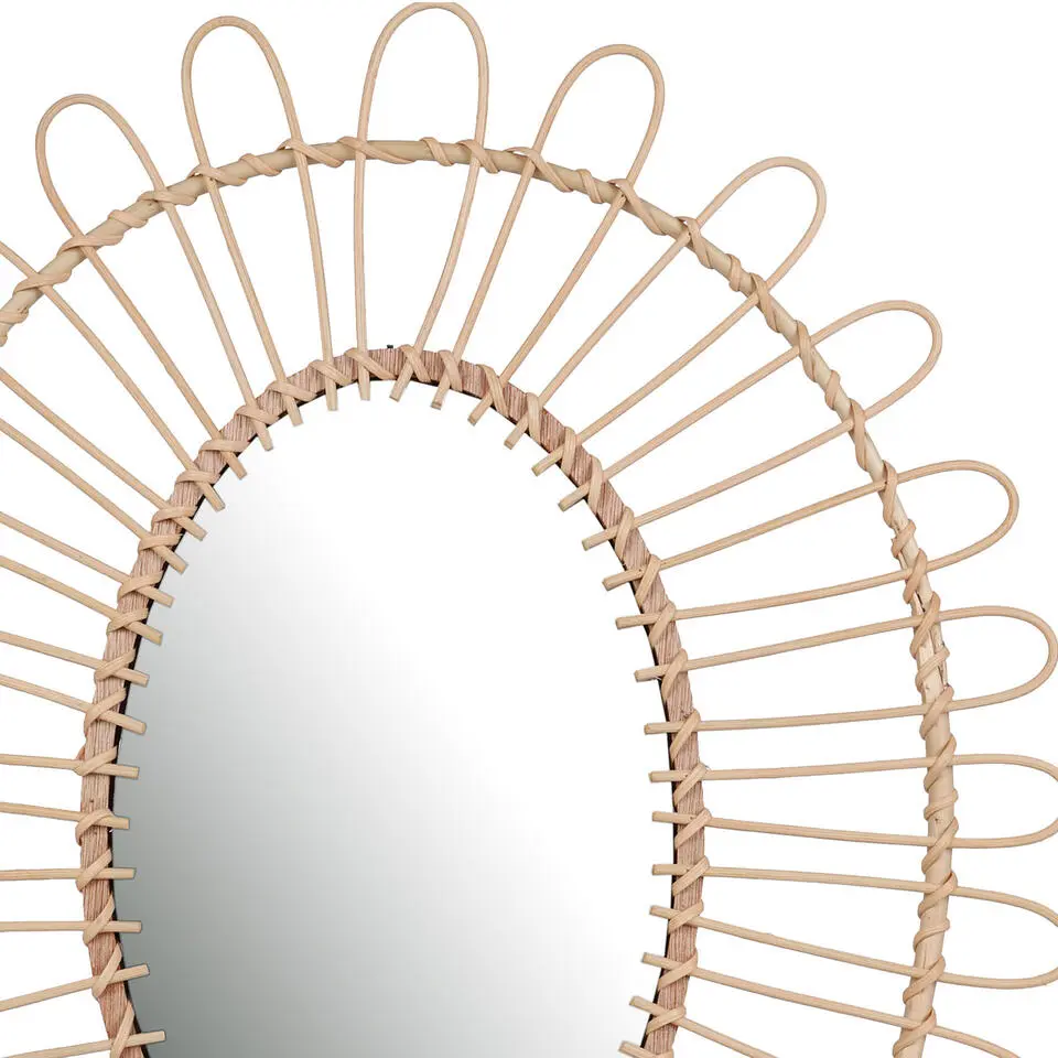 Natural Living Wandspiegel - Boho/ibiza stijl - rotan - 52 x 60cm