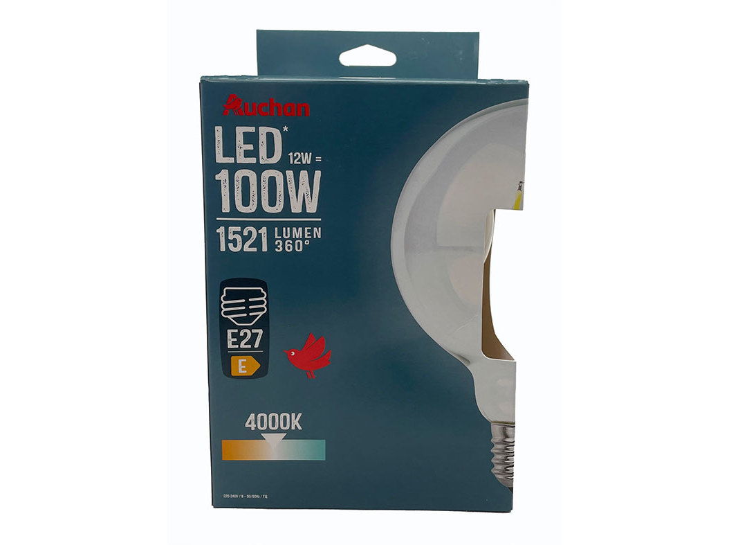 LÂMPADA LED AUCHAN E27 100W G125 LUZ BRANCA CLARA