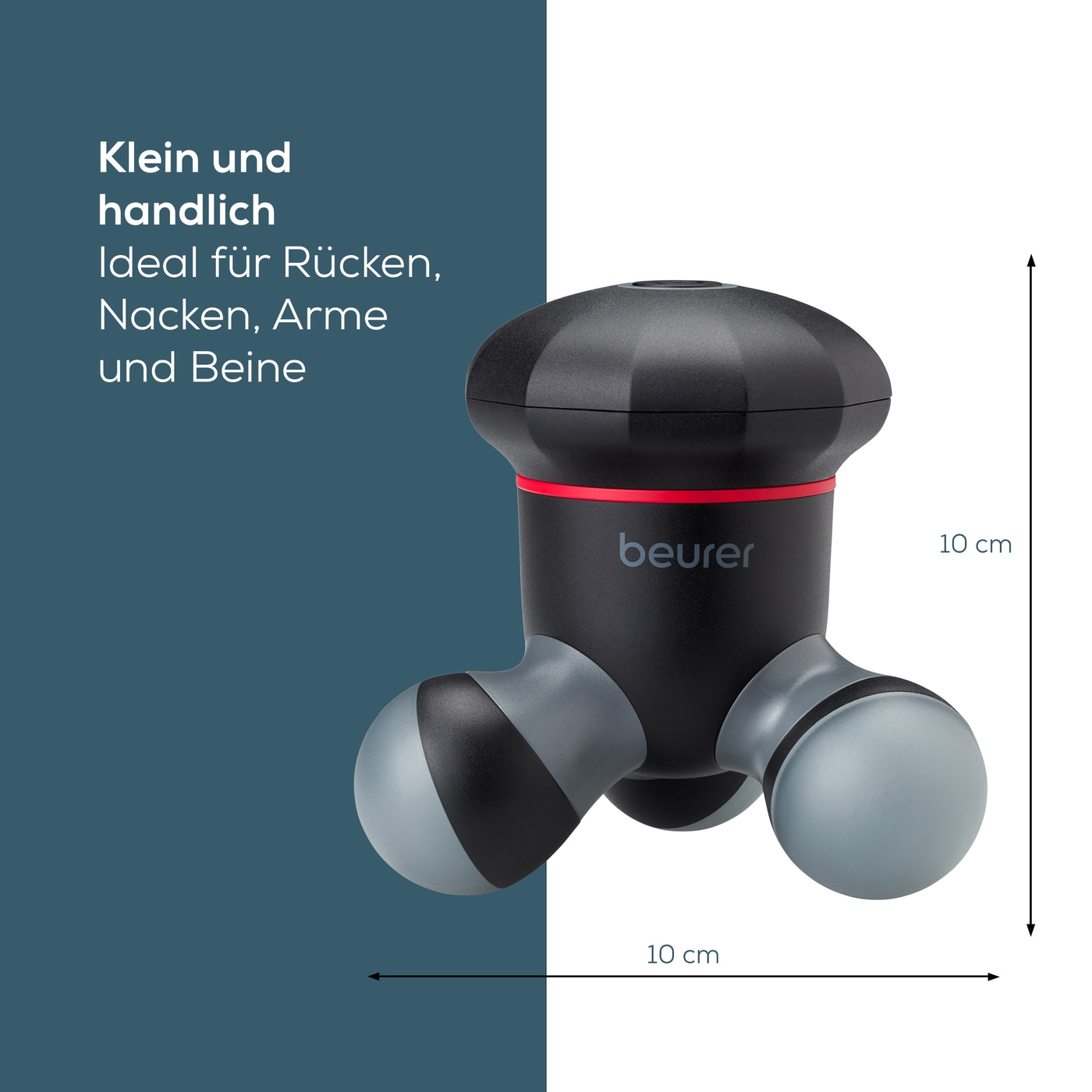 MG 18 Mini Massagegerät Tragbares Massage Tool mit LED Licht (10255) - Schwarz / Rot