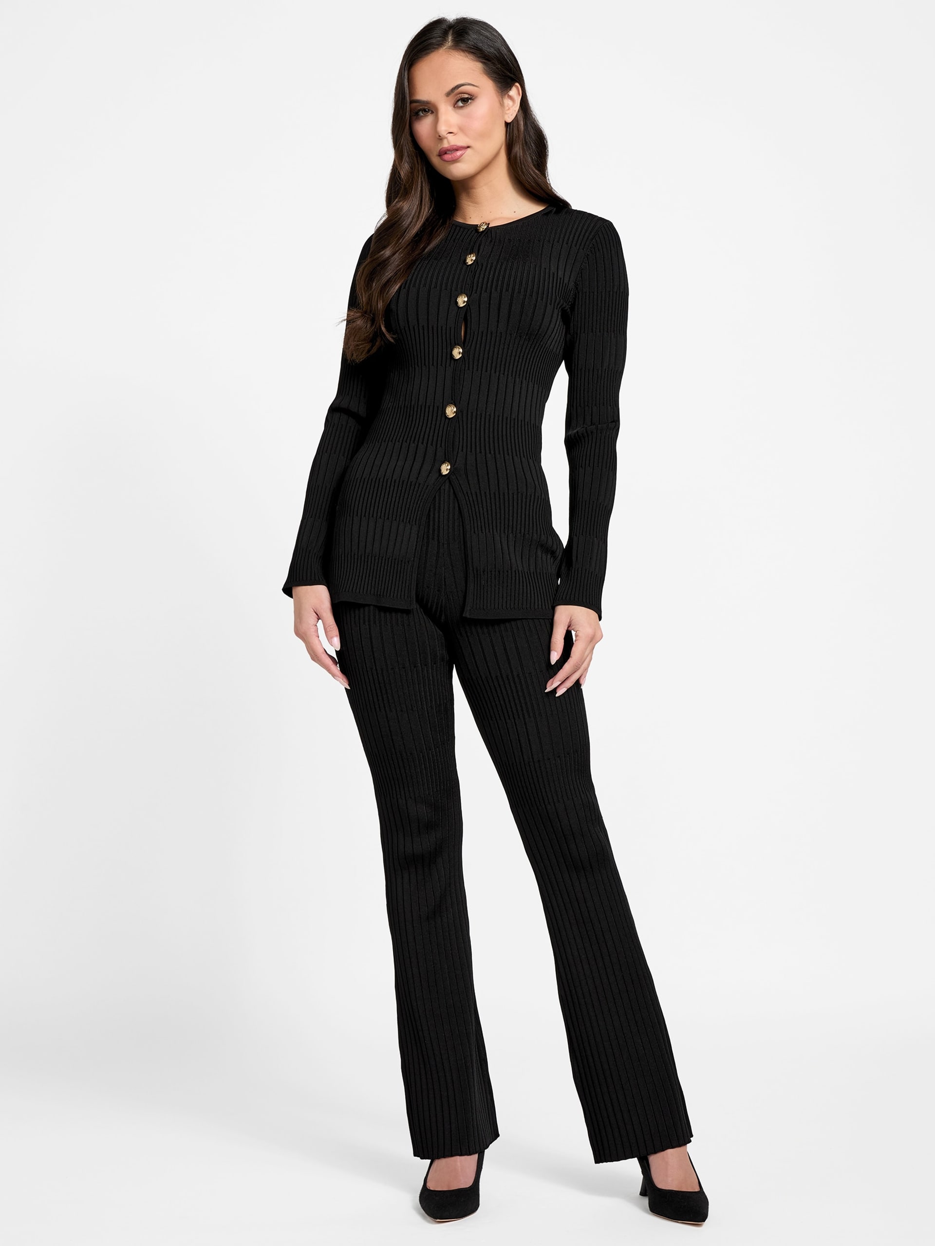 Calça de malha canelada Janet