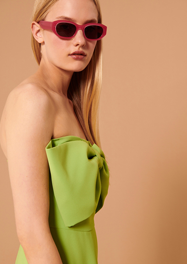 Robe Ramatuelleverte en crêpe