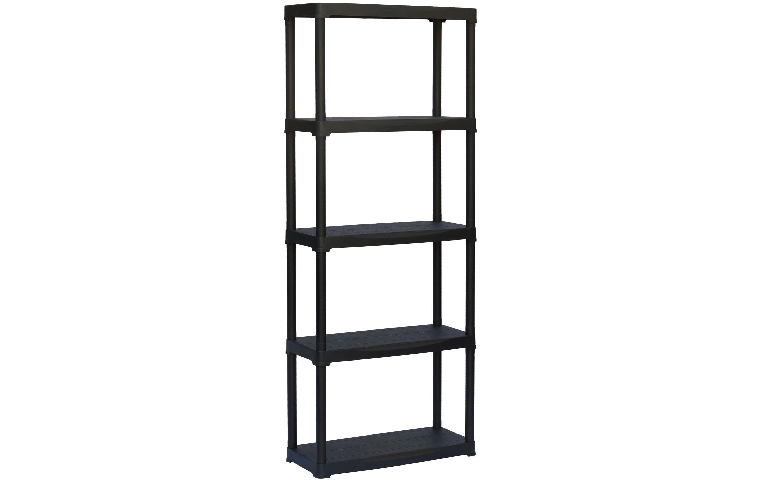 Regal T5 Kunststoff, SchwarzMit 5 Tablaren, schwarz-grau