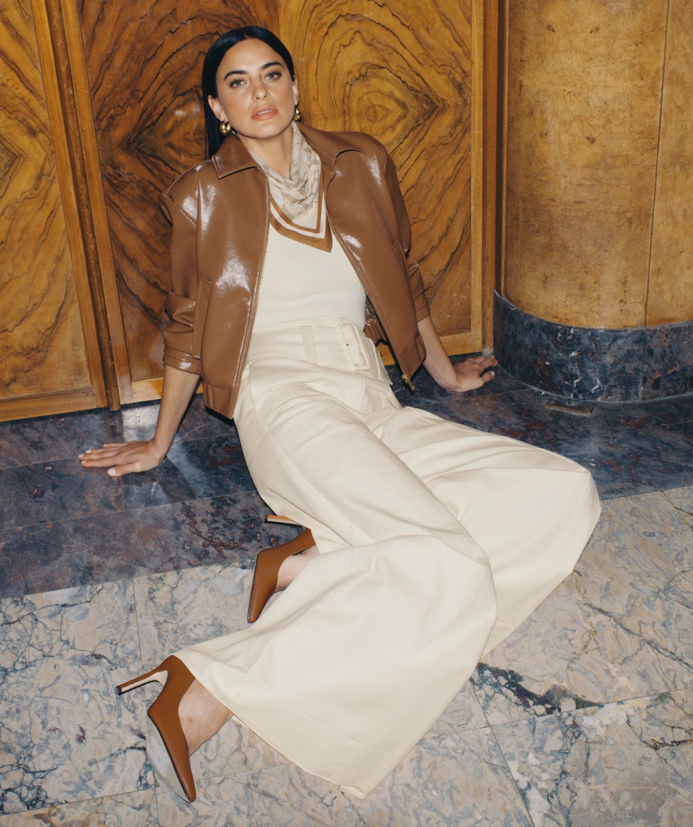 JV-PEADEN bomber jacket in laklook - cognac