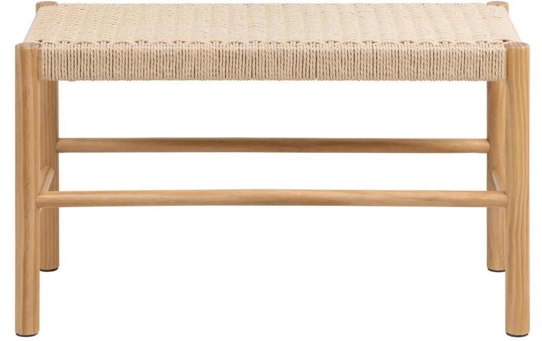 Sitzbank Alvin 80 x 45 cm, WeissSitzbank mit Papiergeflecht und Holzgestell