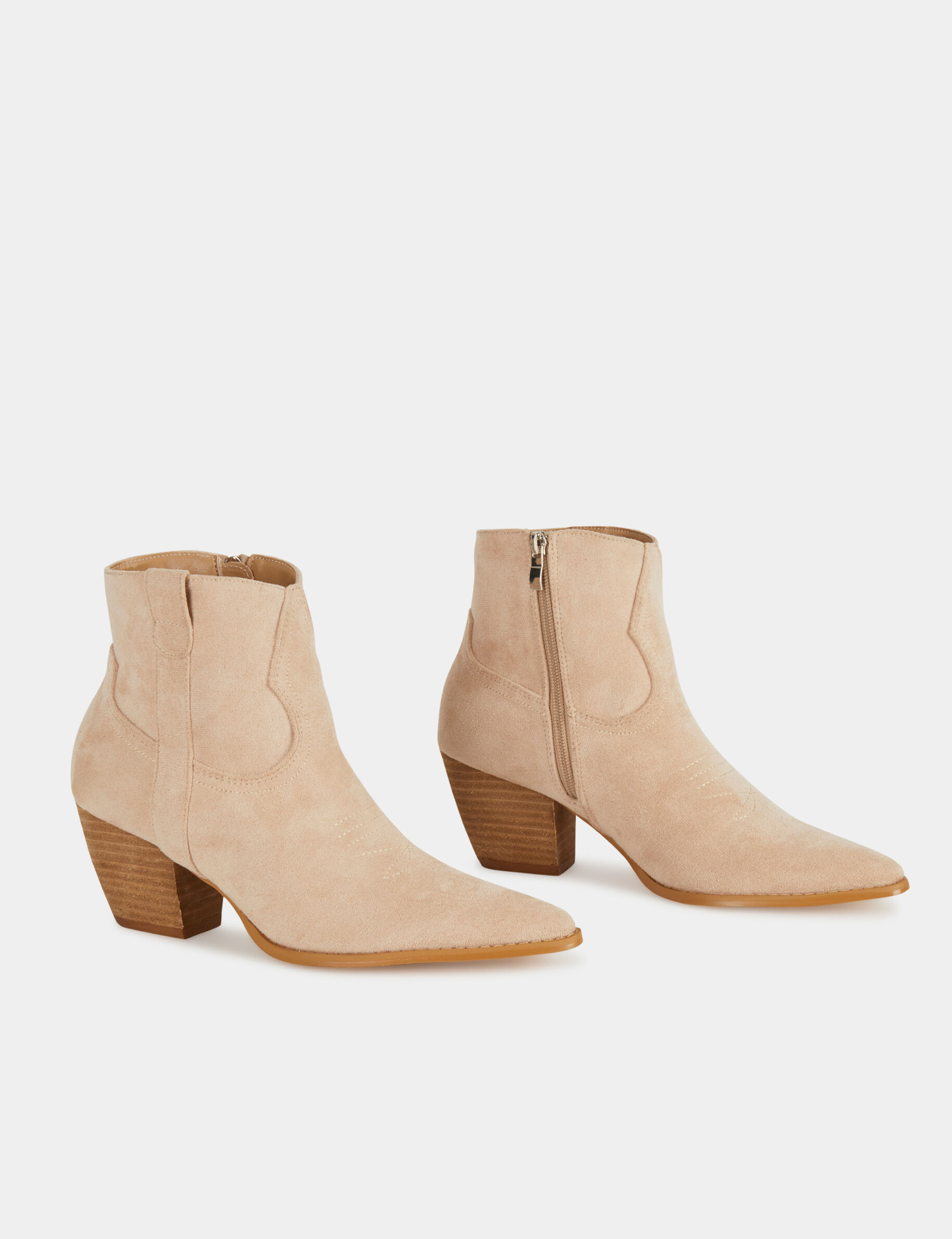 Bottines western à talons beige femme - beige