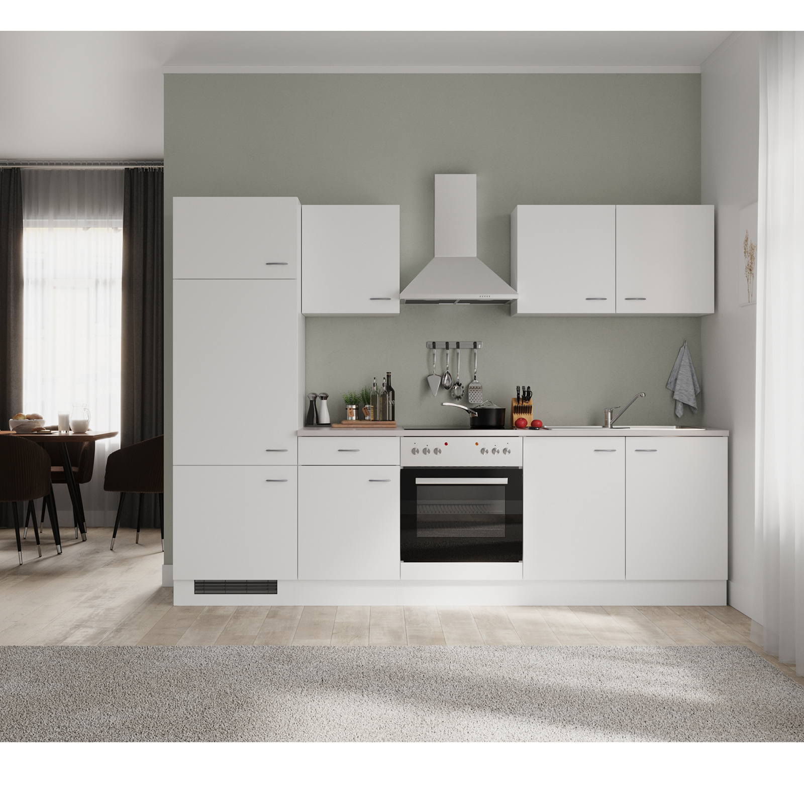 Küchenblock WITO - weiß - mit E-Geräten - 270 cm