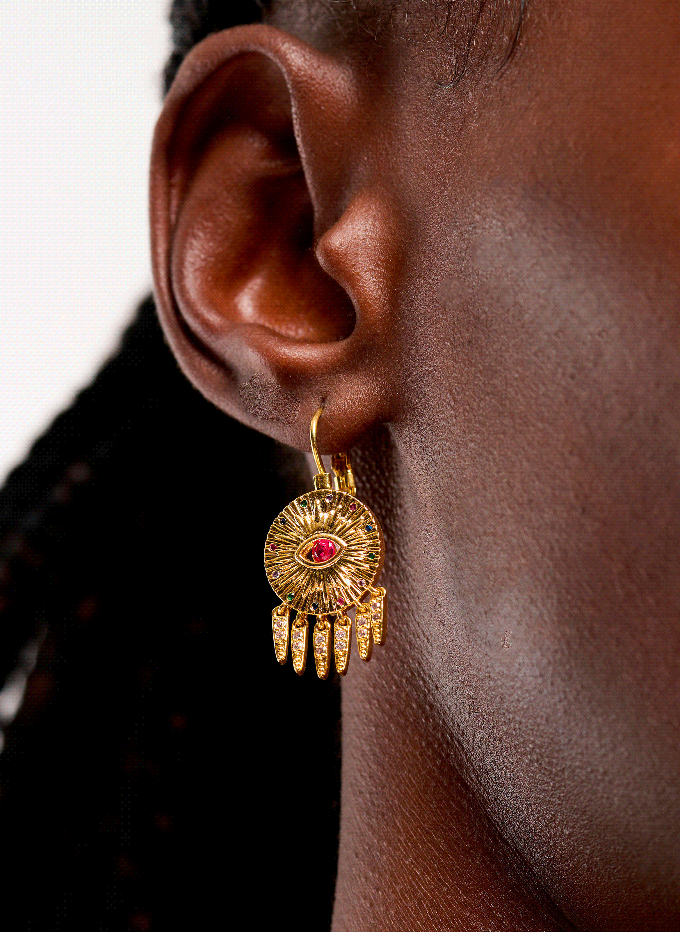 UBU - Boucles d'oreilles dormeuses pour oreilles percées en laiton | Doré