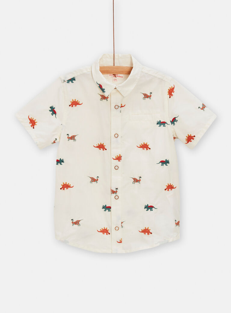 Chemise avec nœud avec broderies dinosaures pour garçon