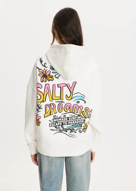 Hoodie met print long malibu off-white (WIT.O)