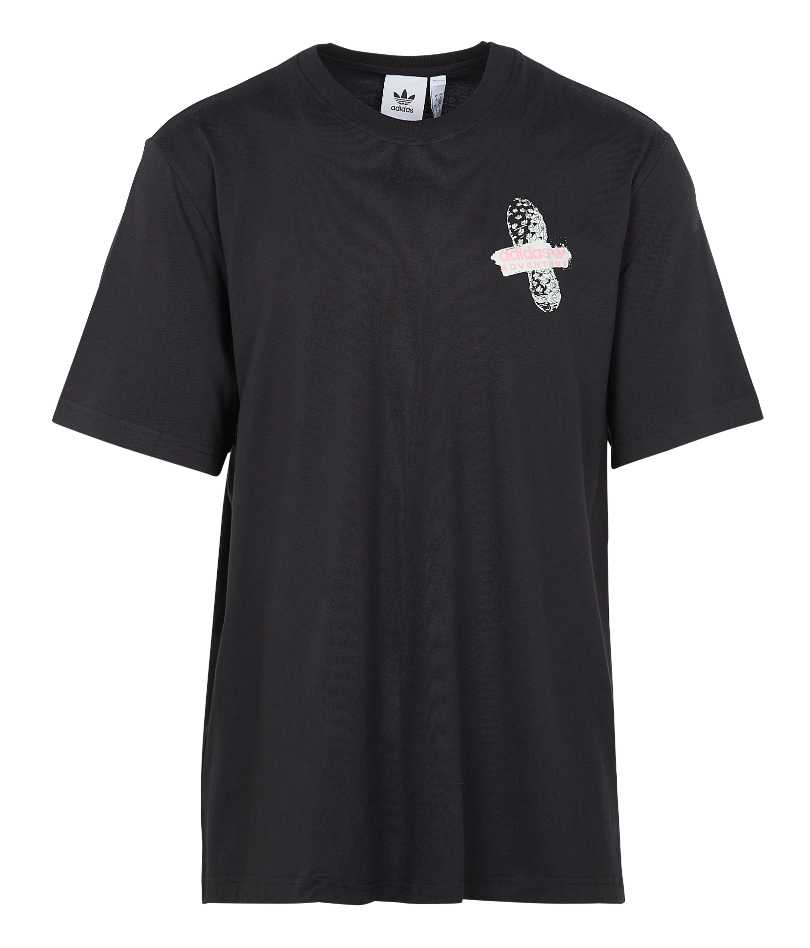 Tee-shirt col rond imprimé en coton| Noir