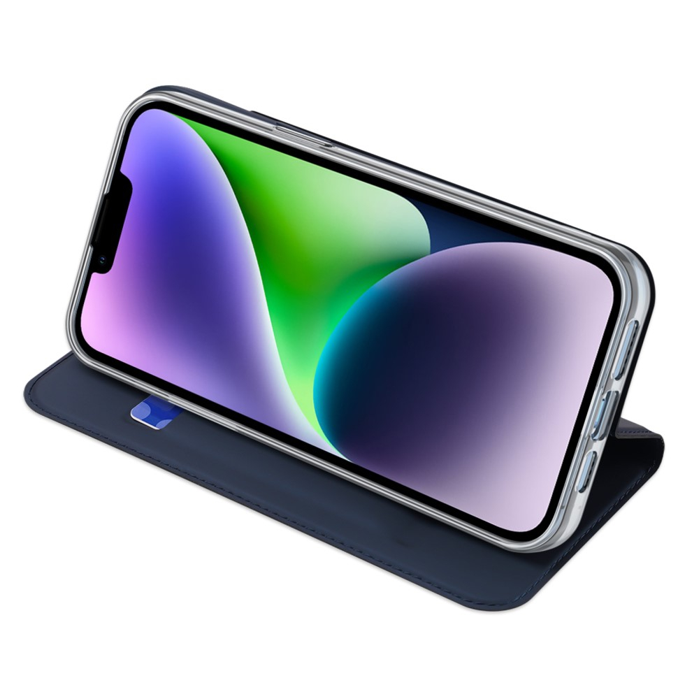 iPhone 15 Wallet Cover Leder Tasche - Dunkelblau