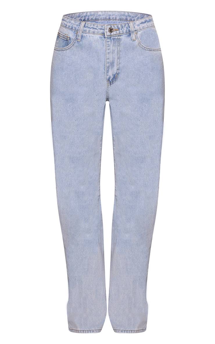 Bleu Clair Jean Taille Haute Jambe Droite Coupe Tall