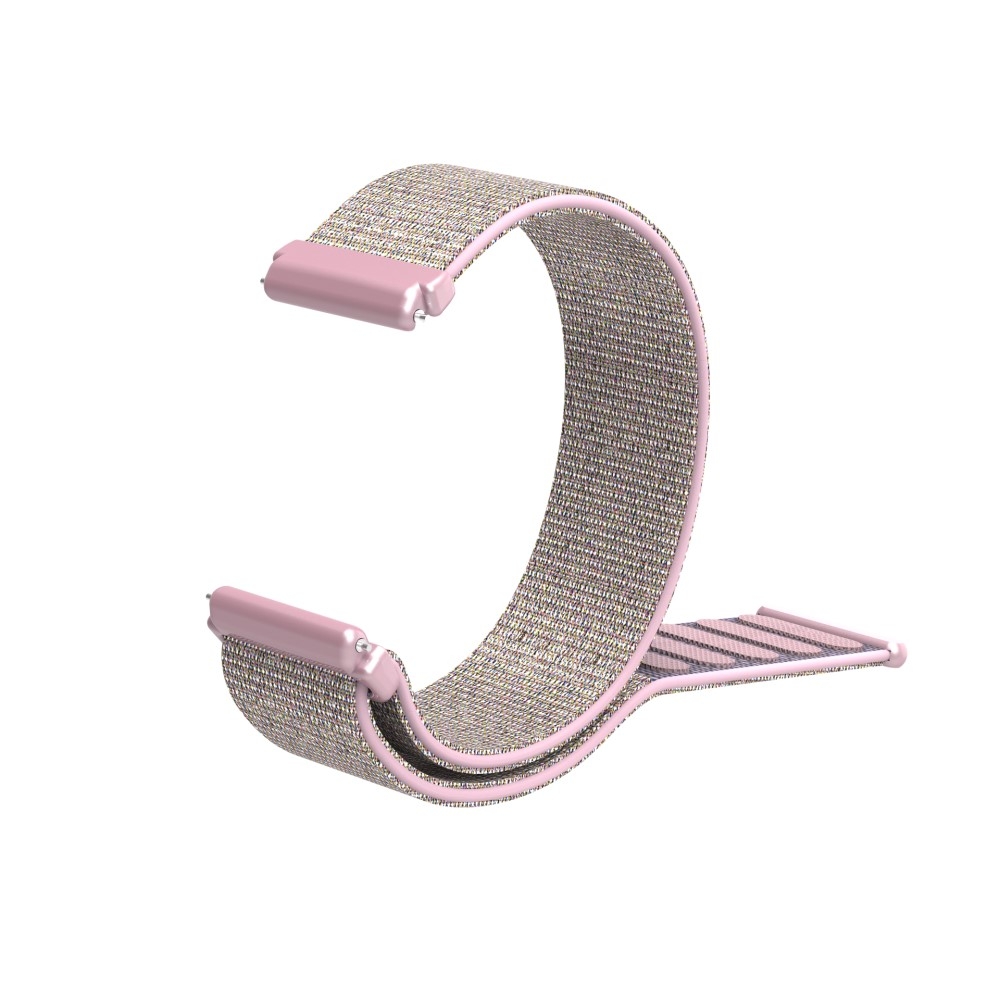 Fitbit Versa / Versa 2 / Versa Lite Nylon Klettverschluss Ersatz Armband - Rosa / Silber