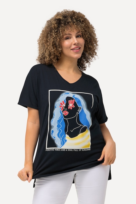 T-Shirt, Lady-Motiv, Oversized, Rundhals, Halbarm