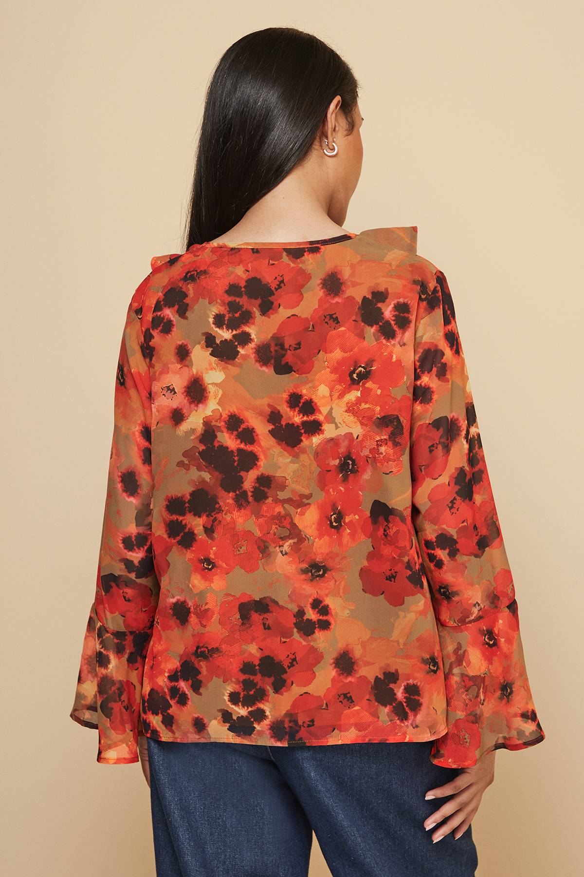 Wallis Blouse à Imprimé Floral avec Détails Volantés Petite Taille