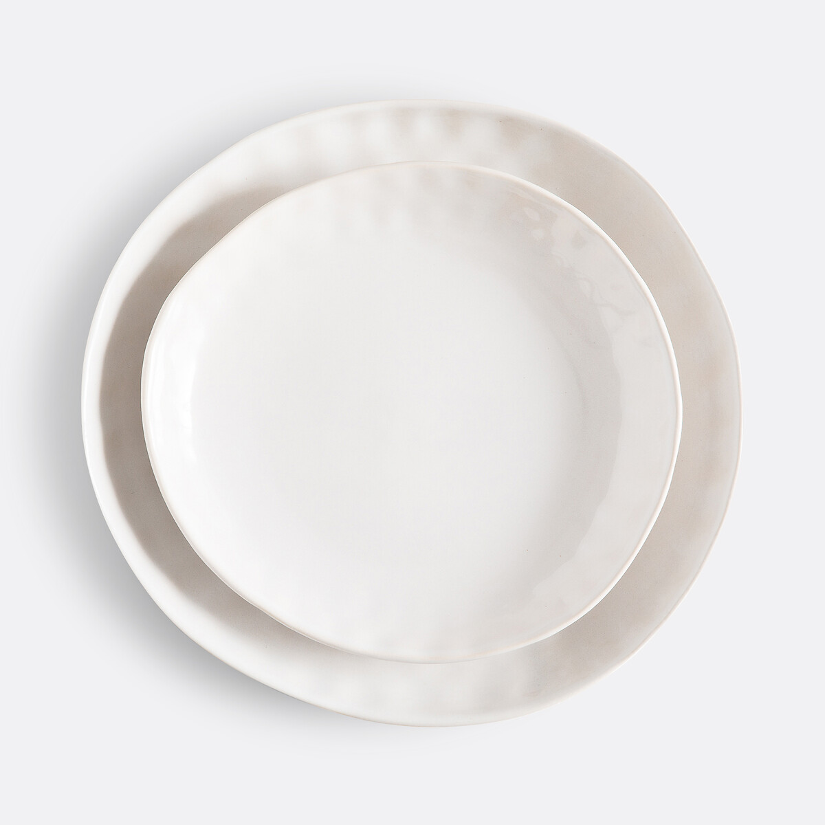 LA REDOUTE INTERIEURS<br>Conjunto de 4 pratos de jantar em faiança, cor creme