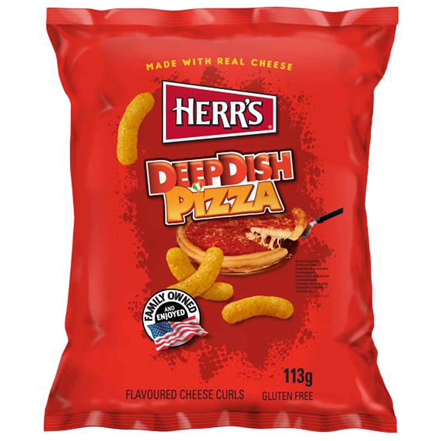 Herrs Deep Dish Pizza Cheese Curls 113g MHD:13.12.24