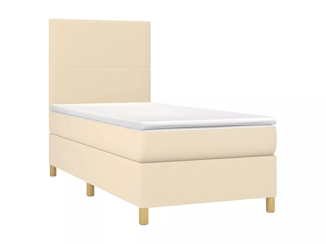 Sommier tapissier avec matelas et LED Crème 80x200cm Tissu