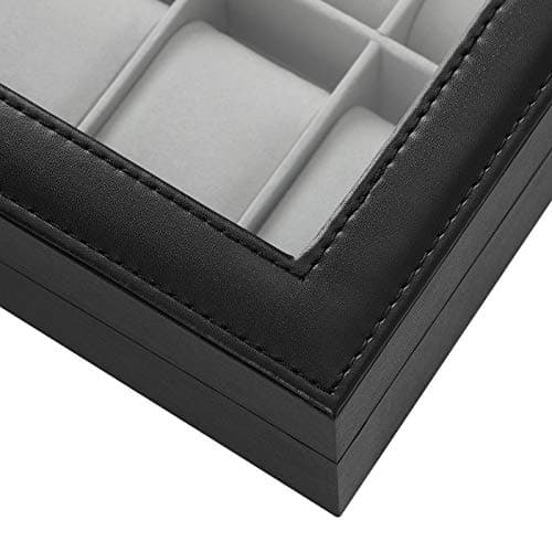 Elegant klokkeboks med 10 spor med glasslokk og puter