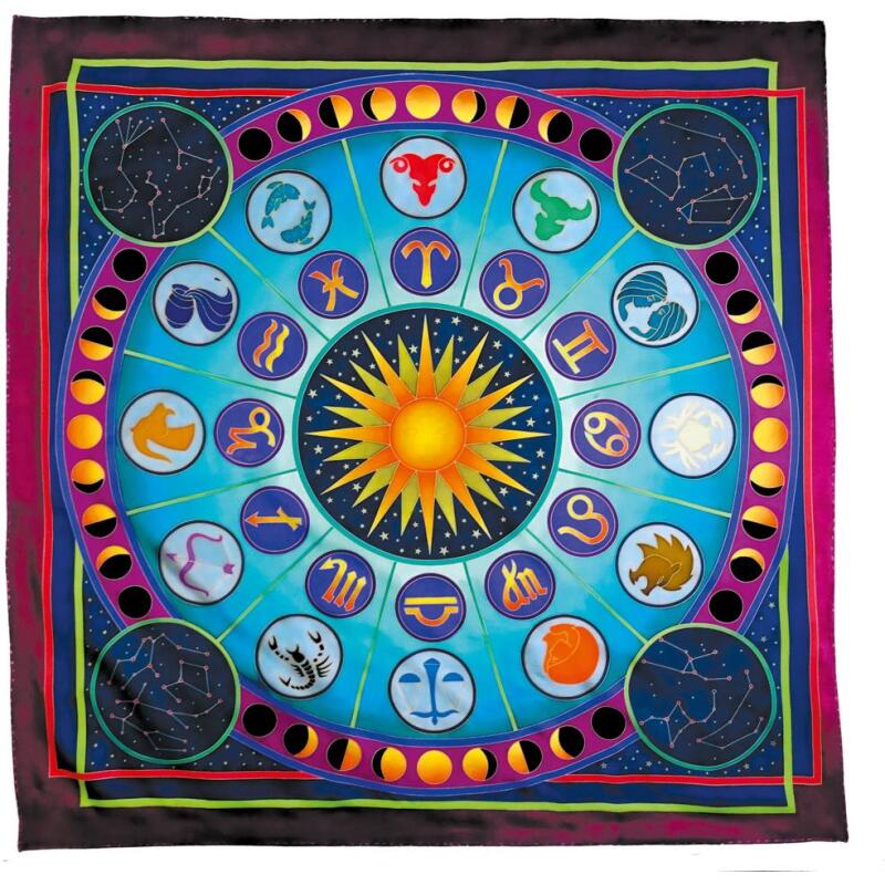 Carré 100% soie - 90x90cm Zodiac - Blanc