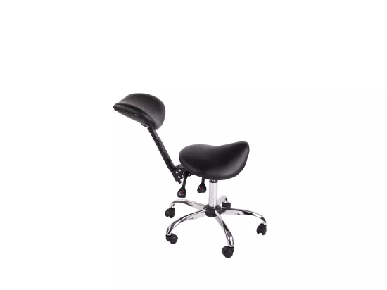 Tabouret de bureau - Similicuir & Métal chromé - Noir - Stuttgart