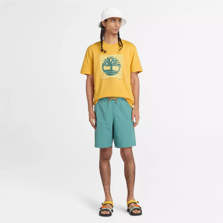 T-shirt à motif sur le devant pour homme en jaune