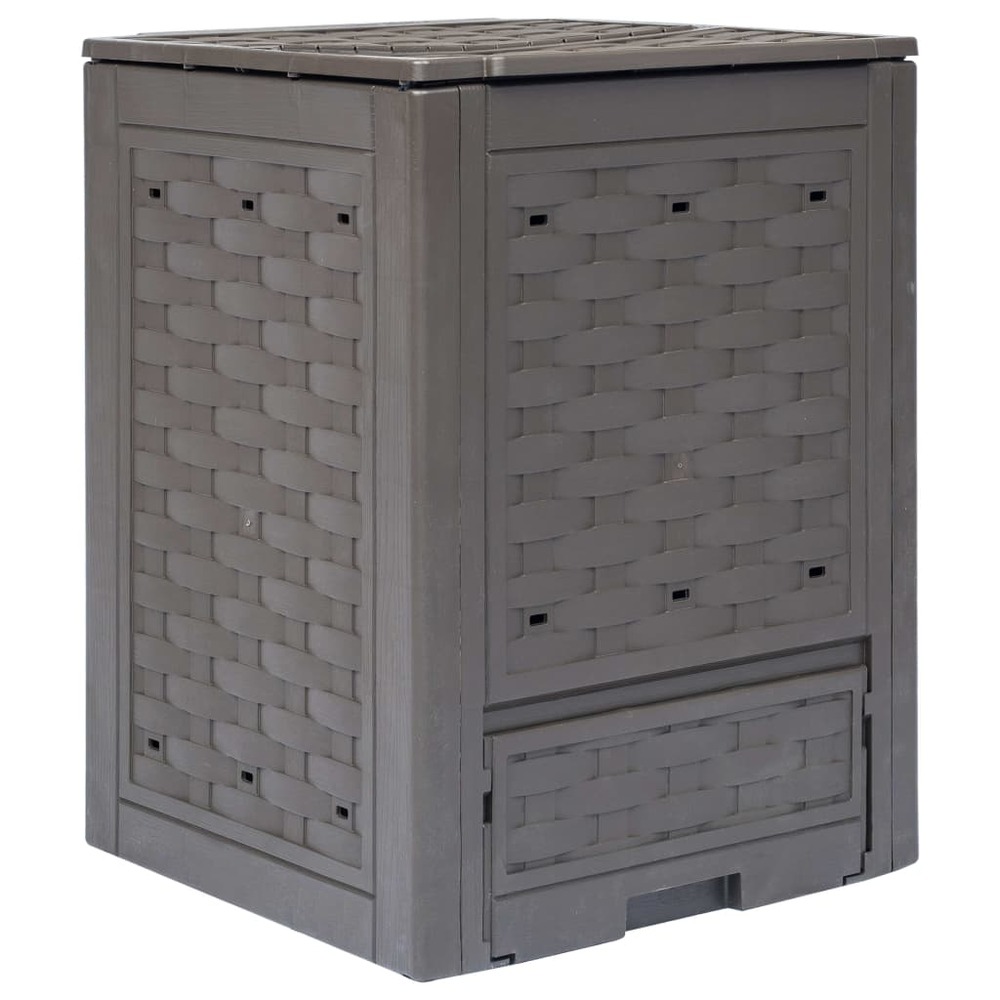 Composteur de jardin marron 60x60x83 cm 300 l plastique rotin