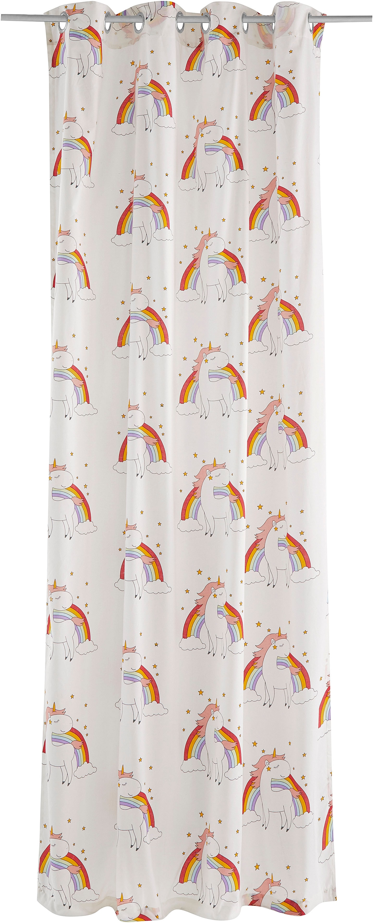 Lüttenhütt Gardine »EINHORN« Ösen 1 Stk. tlg. Kindergardine, Einhorn, Regenbogen, einseitig bedruckt
