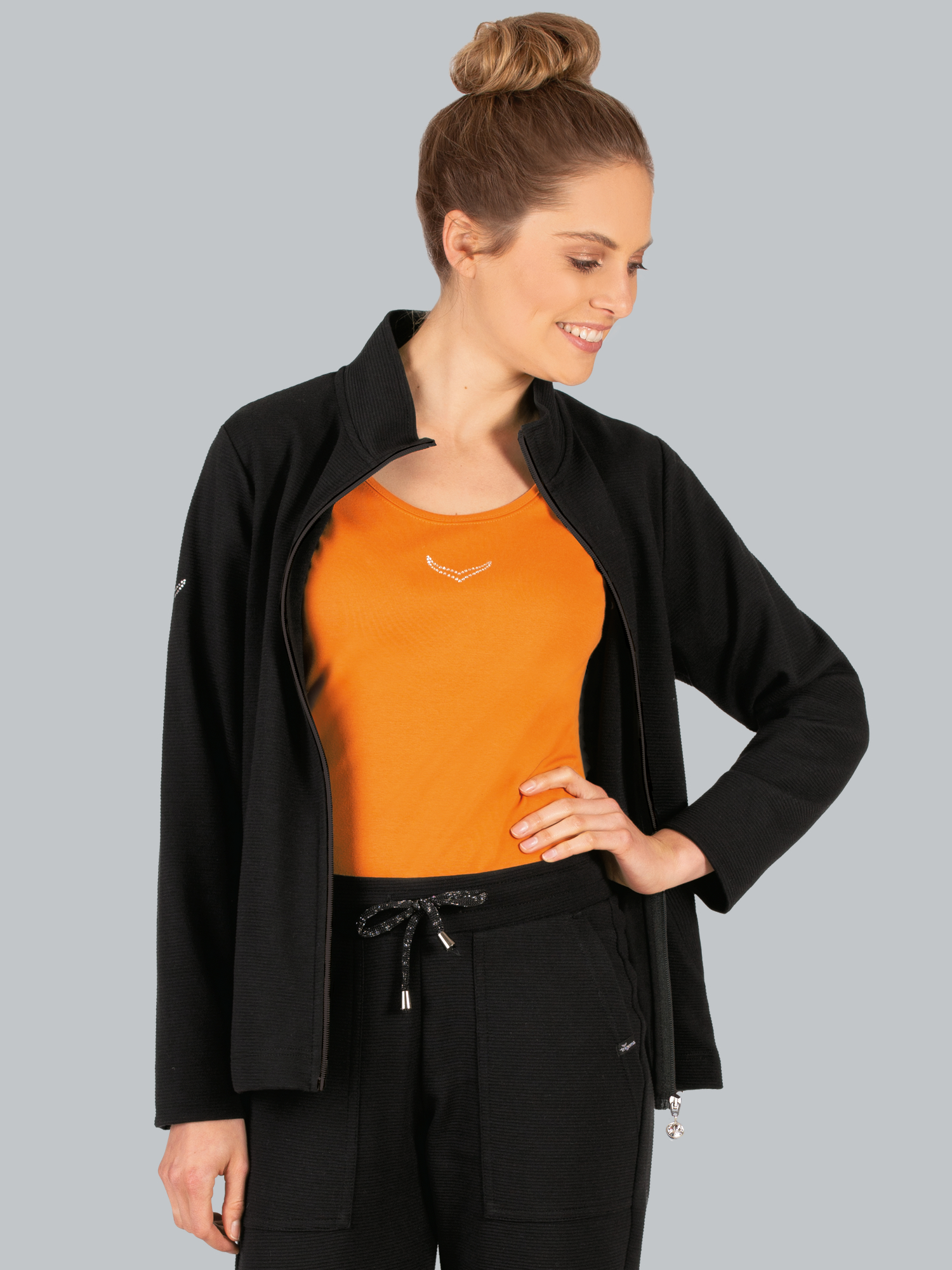 Jacke mit funkelnden Strass-Steinen Schwarz