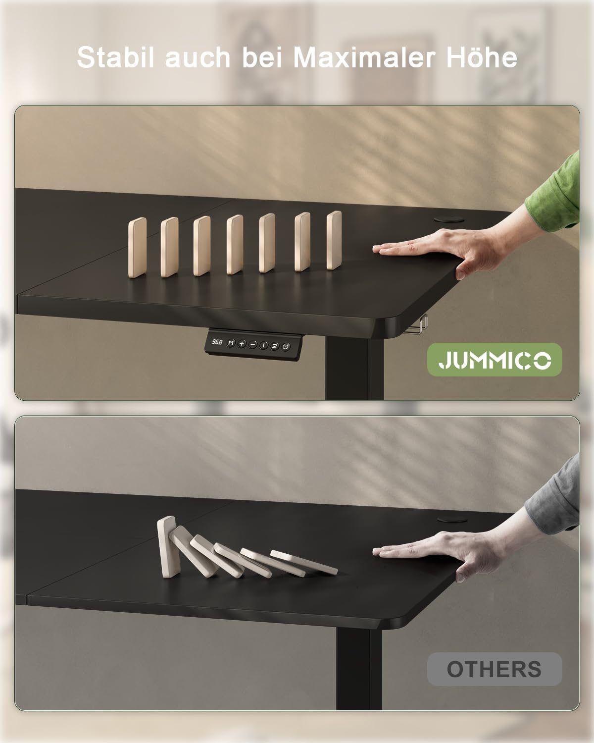 JUMMICO Höhenverstellbarer Schreibtisch mit USB-Ladeanschluss 160 x 70 cm, Schreibtisch Höhenverstellbar Elektrisch, Steh-Sitz Tisch Stehpult Verstellbarer Computertisch,Standing Desk,Schwarz