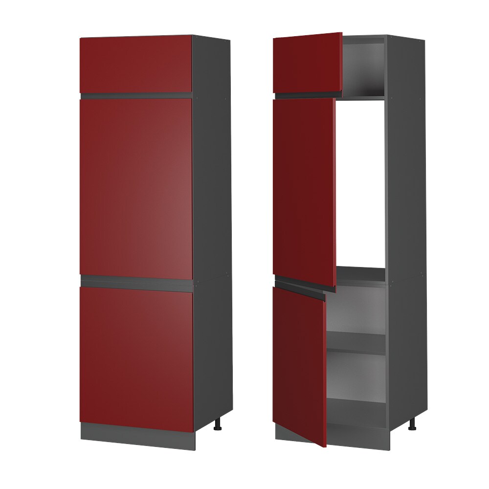 Vicco Kühlumbauschrank Küchenschrank Küchenmöbel R-Line J-Shape Anthrazit Rot 60 cm modern