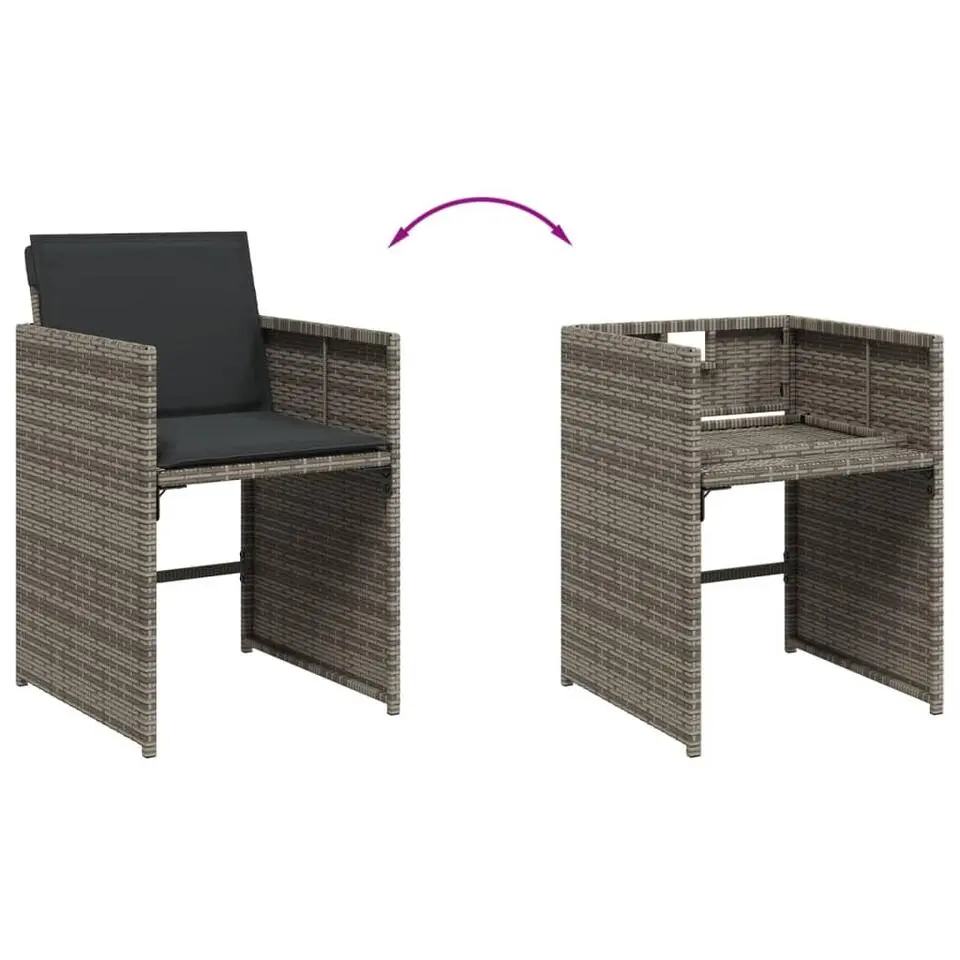vidaXL - 4-zits Tuinset met donkergrijs kussens - Poly rattan - 110x106 cm