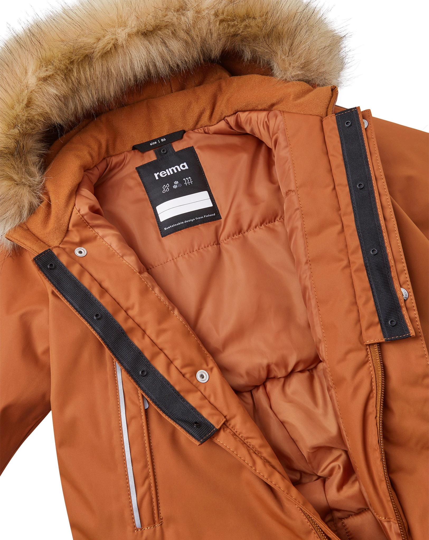 Schneeanzug GOTLAND mit Kunstfellbesatz in cinnamon brown