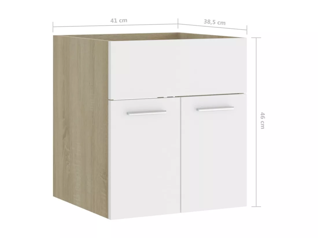 Armoire d'évier Blanc et chêne sonoma Bois d’ingénierie