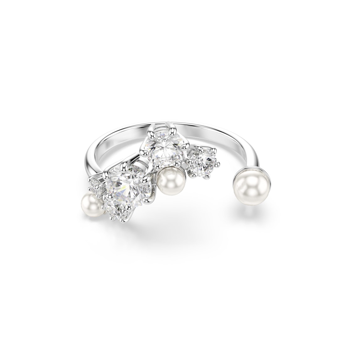 Swarovski Constella Offener Ring Kristallperle Weiss rhodiniert