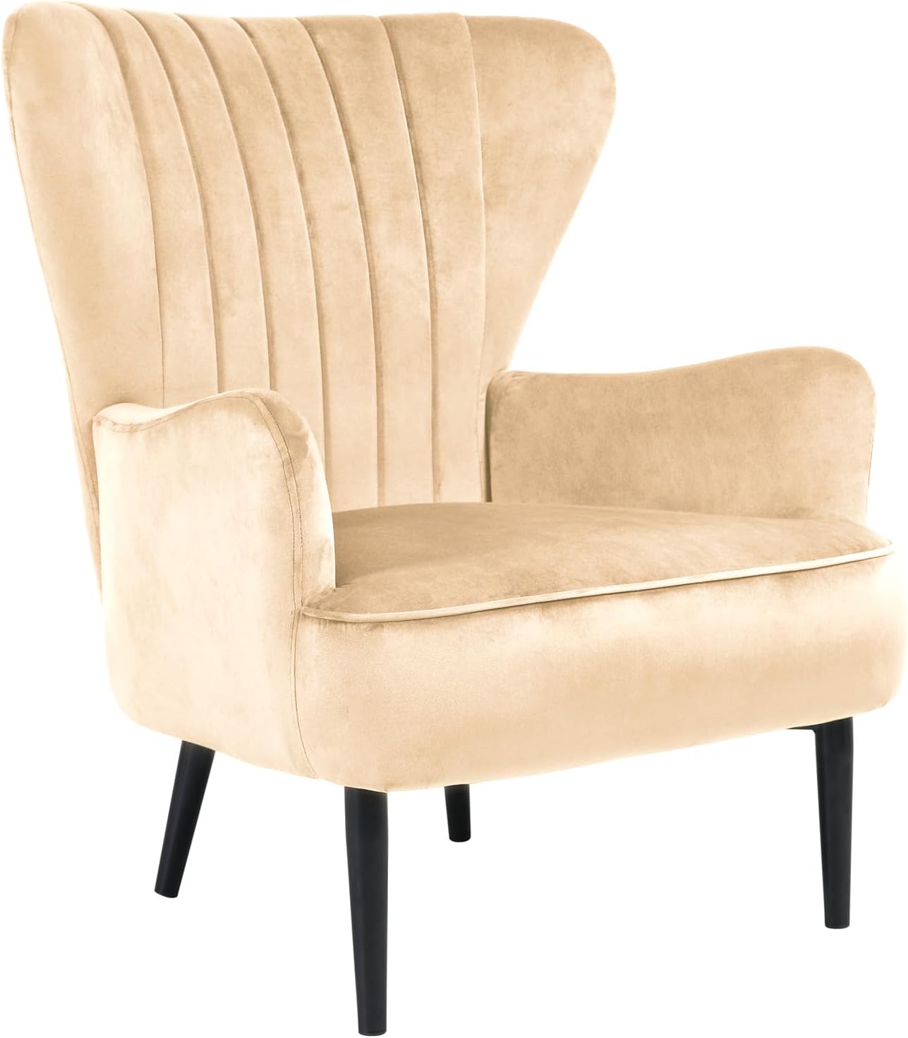 SVITA Arthur Sessel Relaxsessel Ohrensessel Modern Gepolstert Samt Hellbraun