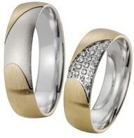 Trouwringen geel en witgoud met Diamanten breedte 5,5 mm