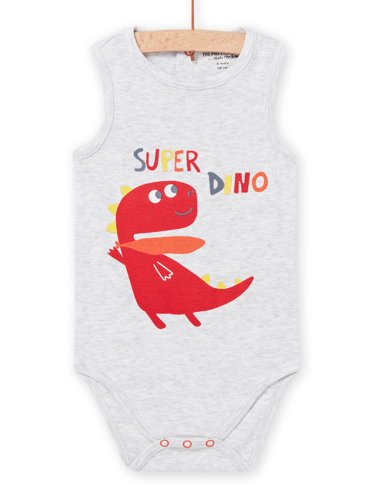 Body à motif dinosaure gris chiné bébé garçon