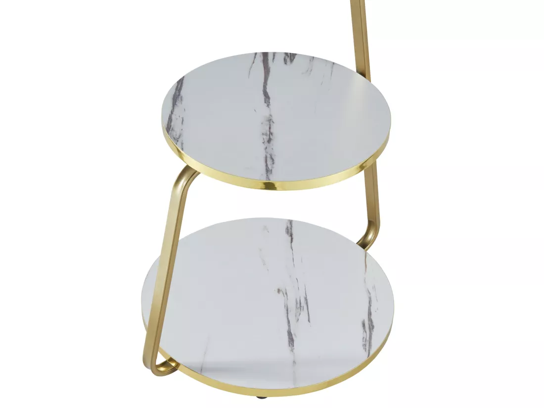 Table d'appoint Sipoo à 3 niveaux 74 x 46 x 37 cm marbre blanc / marbre noir / doré [en.casa]