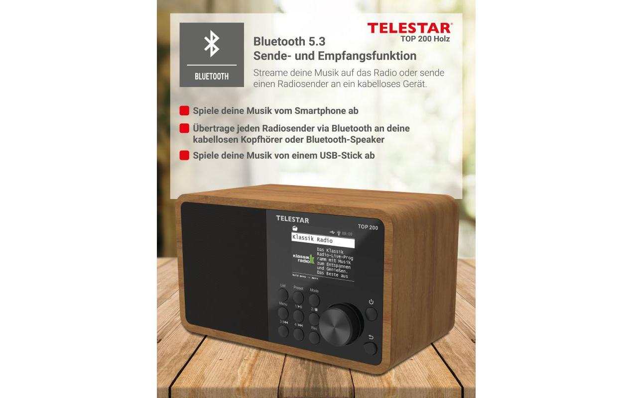 Internet Radio TOP 200 Braun/Holz<br>Mono-Radio mit DAB+/FM und Internetradio