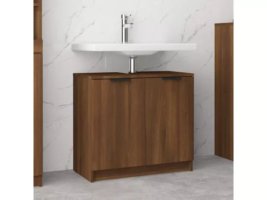 Armoire de bain Chêne fumé 64,5x33,5x59 cm Bois d'ingénierie